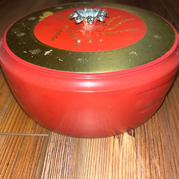 Vintage EMPTY Avon Beauty Dust Glass & Metal Covered Jar Box for Vanity 6”x2” - Picture 3 of 7